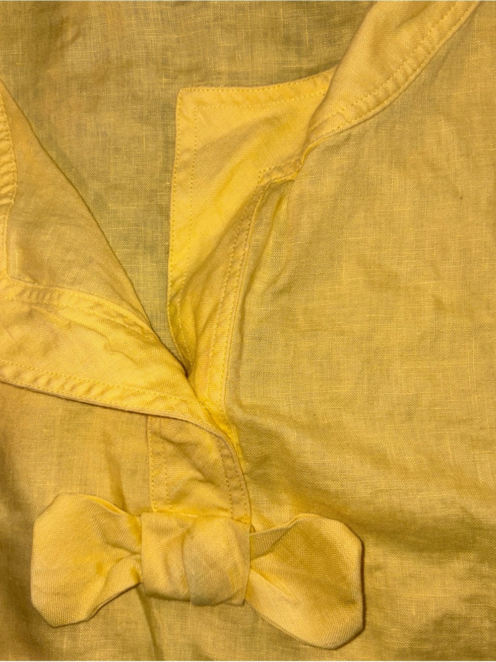 Talbots Linen Yellow Bow Tank Top Sz 10 Sleeveless Blouse Summer Lightweight - Picture 7 of 8